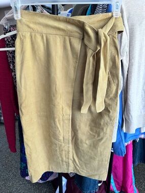 ba&sh Mustard Suede Wrap Skirt